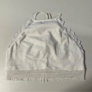 White Lace Trim Sports Bra